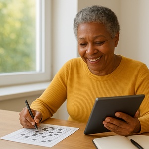 older adult keeping her memory sharp
